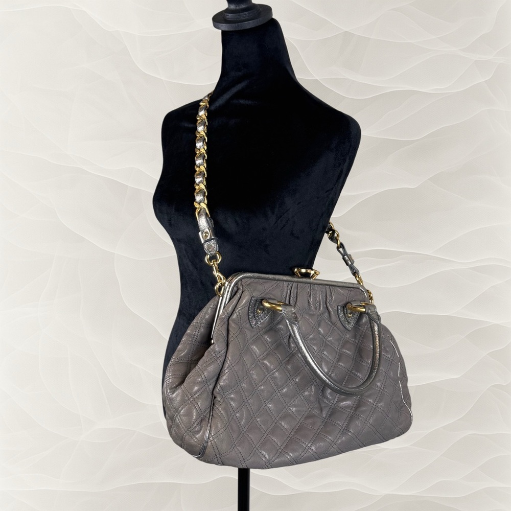 Marc Jacobs Quilted Stan Satchel in Metallic Silver and Gray - Picture 4 of 16